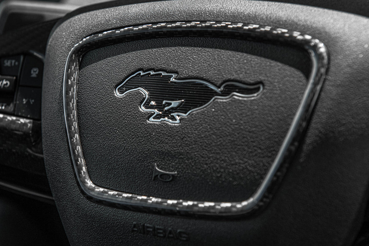 2021+ Mustang Mach-E DRY Carbon Fiber Steering Wheel Trim image 3