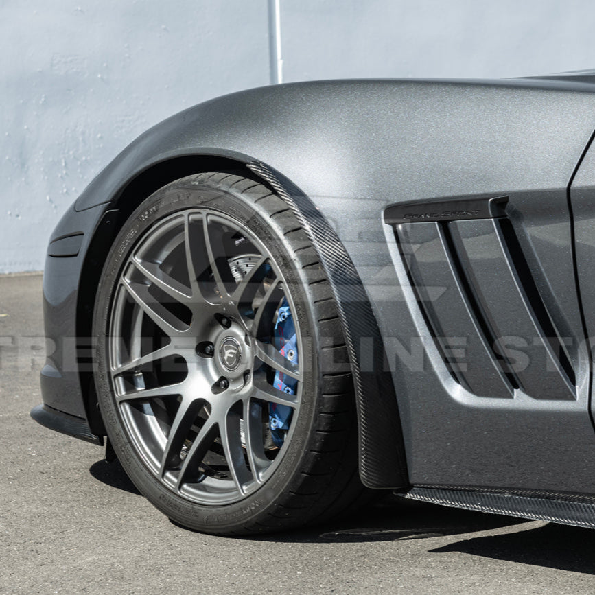 2005-13 Corvette C6 Z06 ZR1 Extended DRY CARBON FIBER Front Splash Guard Mud Flaps image 6