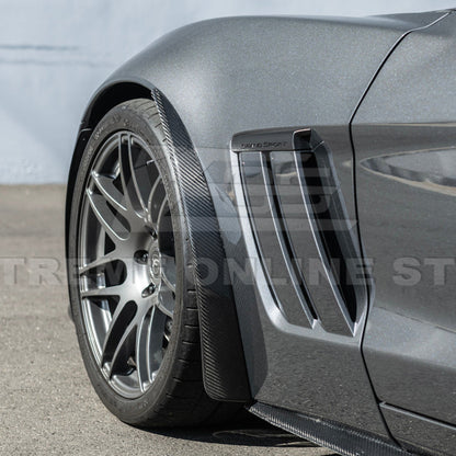 2005-13 Corvette C6 Z06 ZR1 Extended DRY CARBON FIBER Front Splash Guard Mud Flaps image 12