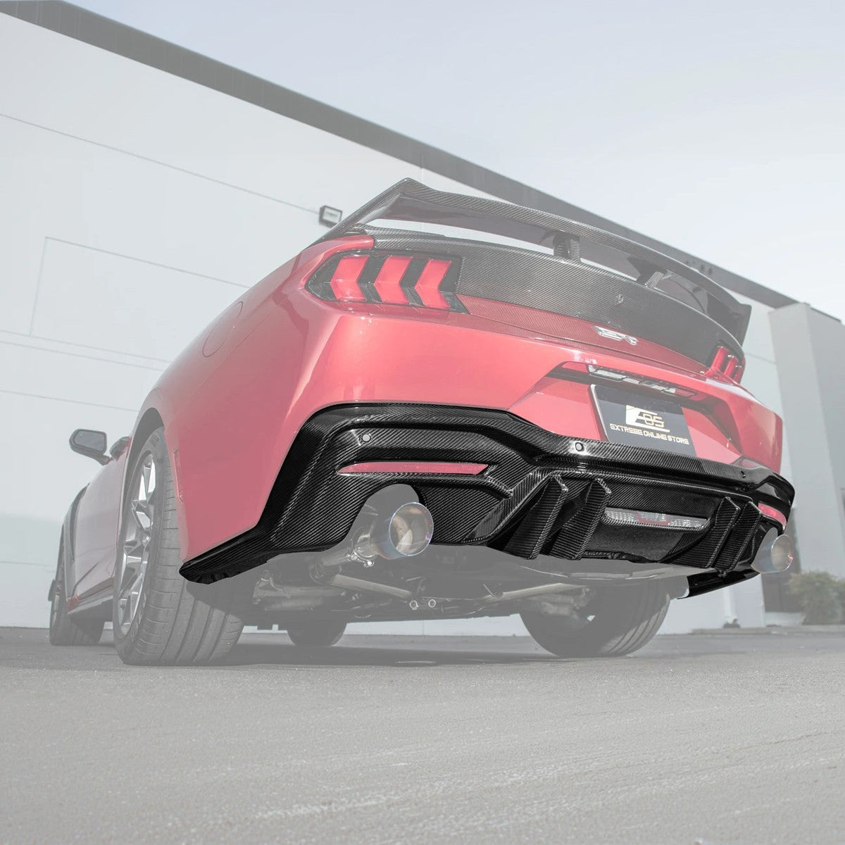 2024-Up Ford Mustang Performance V2 Carbon Fiber Rear Bumper Dual Tip Diffuser image 1