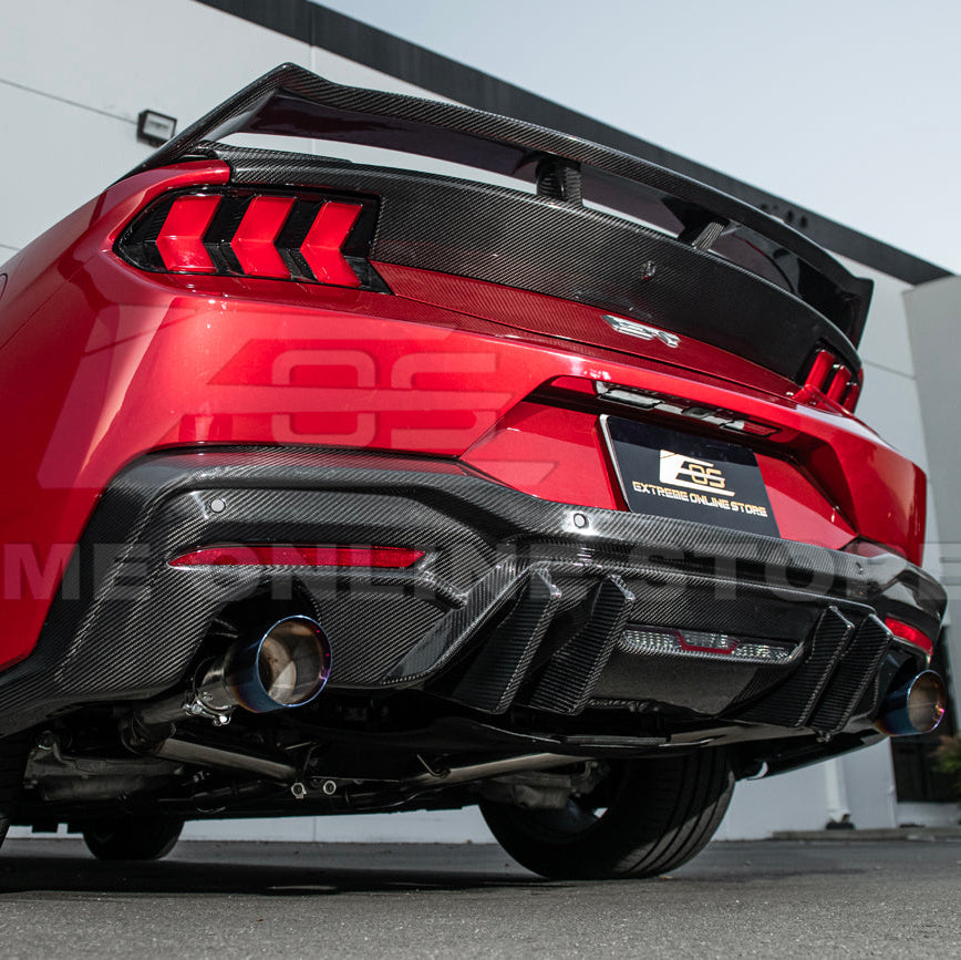 2024-Up Ford Mustang Performance V2 Carbon Fiber Rear Bumper Dual Tip Diffuser image 7