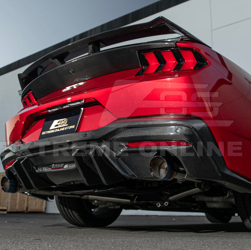2024-Up Ford Mustang Performance V2 Carbon Fiber Rear Bumper Dual Tip Diffuser image 9