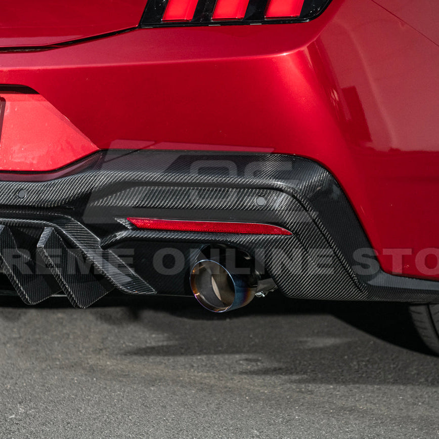 2024-Up Ford Mustang Performance V2 Carbon Fiber Rear Bumper Dual Tip Diffuser image 13