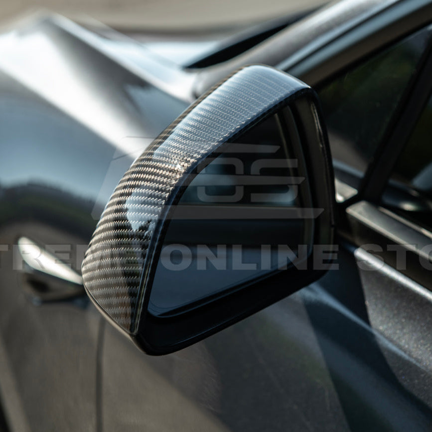 2024-Up Tesla Model 3 Dry Carbon Fiber Tape On Side Mirror Cap Covers Pair image 10