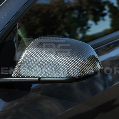 2024-Up Tesla Model 3 Dry Carbon Fiber Tape On Side Mirror Cap Covers Pair image 12