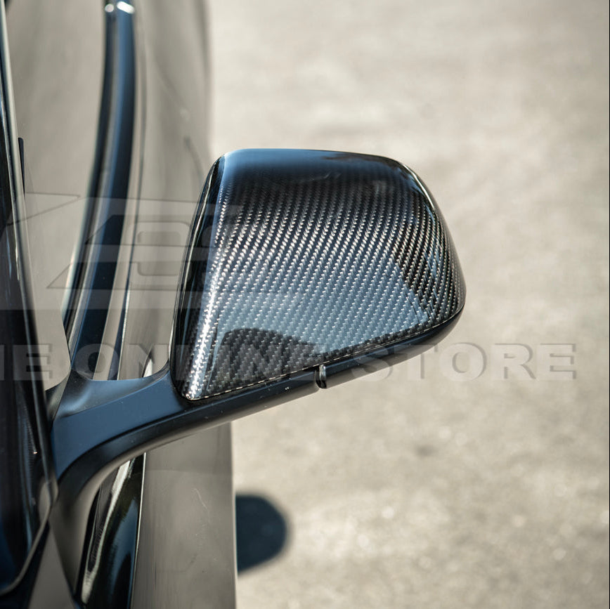 2024-Up Tesla Model 3 Dry Carbon Fiber Tape On Side Mirror Cap Covers Pair image 13