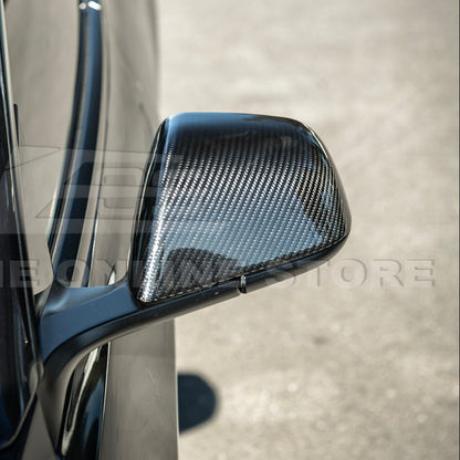 2024-Up Tesla Model 3 Dry Carbon Fiber Tape On Side Mirror Cap Covers Pair image 13