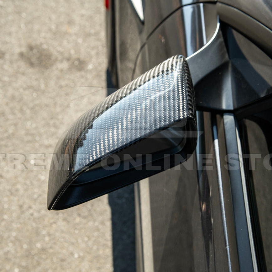 2024-Up Tesla Model 3 Dry Carbon Fiber Tape On Side Mirror Cap Covers Pair image 14
