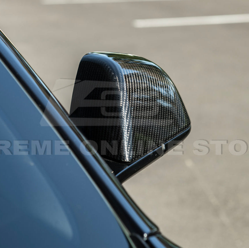 2024-Up Tesla Model 3 Dry Carbon Fiber Tape On Side Mirror Cap Covers Pair image 16
