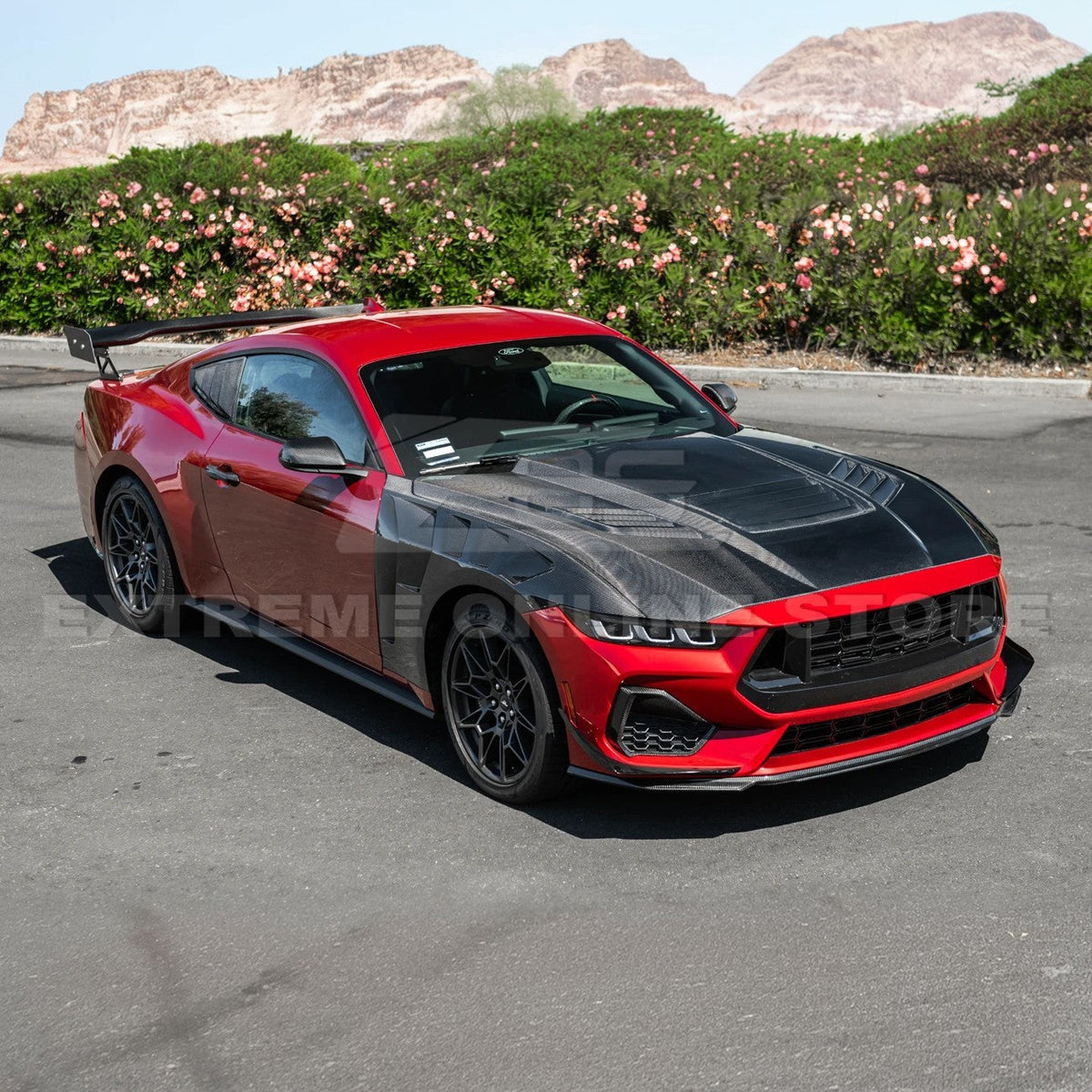 2024-Up Ford Mustang Front Super Snake Style Bumper Hood Vented Cover image 8