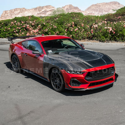 2024-Up Ford Mustang Front Super Snake Style Bumper Hood Vented Cover image 8