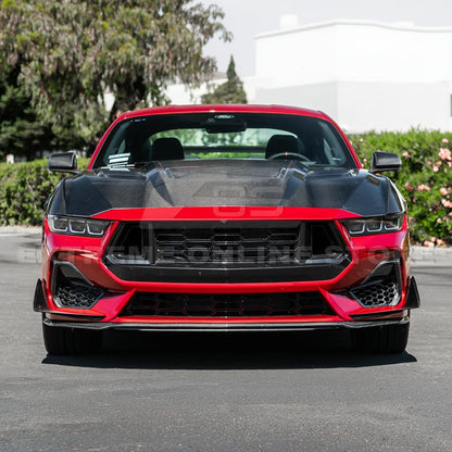 2024-Up Ford Mustang Front Super Snake Style Bumper Hood Vented Cover image 6