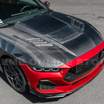 2024-Up Ford Mustang Front Super Snake Style Bumper Hood Vented Cover image 9