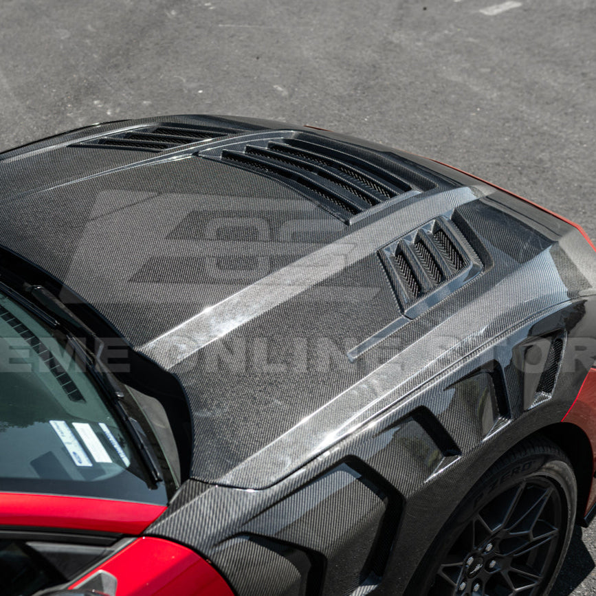 2024-Up Ford Mustang Front Super Snake Style Bumper Hood Vented Cover image 11