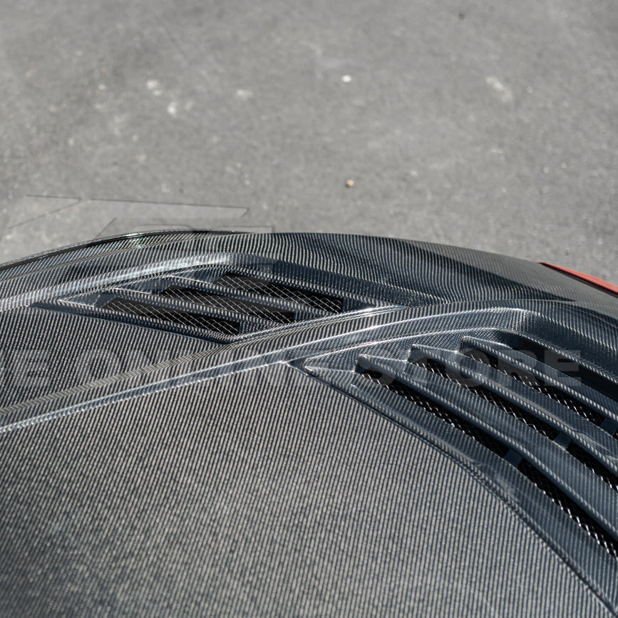 2024-Up Ford Mustang Front Super Snake Style Bumper Hood Vented Cover image 12