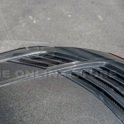 2024-Up Ford Mustang Front Super Snake Style Bumper Hood Vented Cover image 12