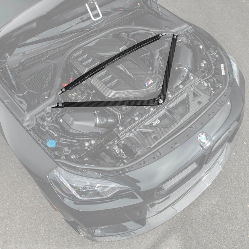 2021-Up BMW G80 M3 G82 M4 DRY Carbon Fiber Engine Strut Brace Bracket Tower Bars image 1