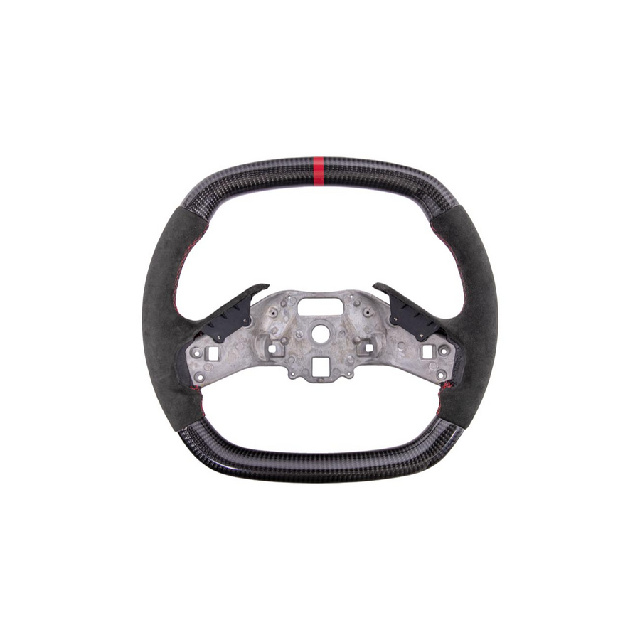 Corvette C8 CARBON FIBER Alcantara Leather Red Stripe Steering Wheel image 1