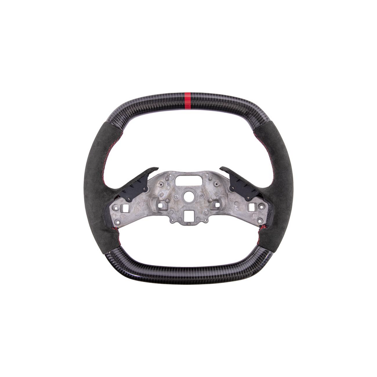 Corvette C8 CARBON FIBER Alcantara Leather Red Stripe Steering Wheel image 2