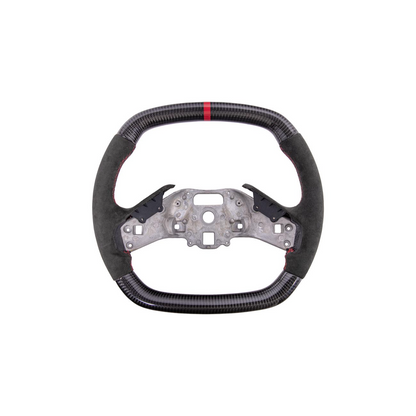 Corvette C8 CARBON FIBER Alcantara Leather Red Stripe Steering Wheel image 2