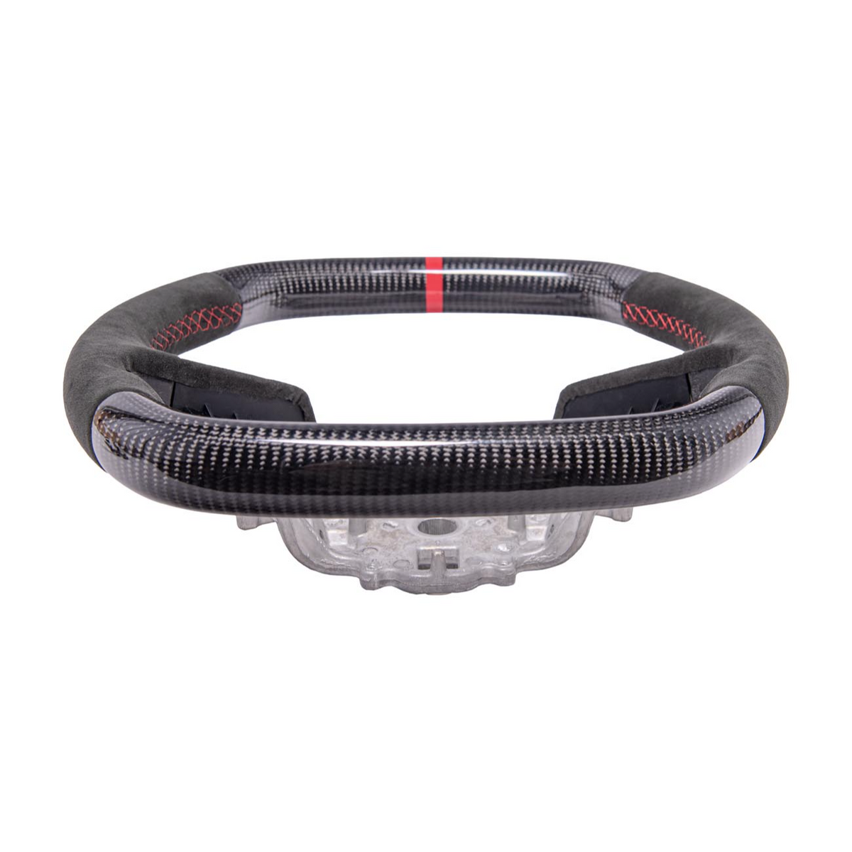 Corvette C8 CARBON FIBER Alcantara Leather Red Stripe Steering Wheel image 5