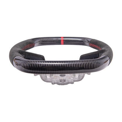 Corvette C8 CARBON FIBER Alcantara Leather Red Stripe Steering Wheel image 5