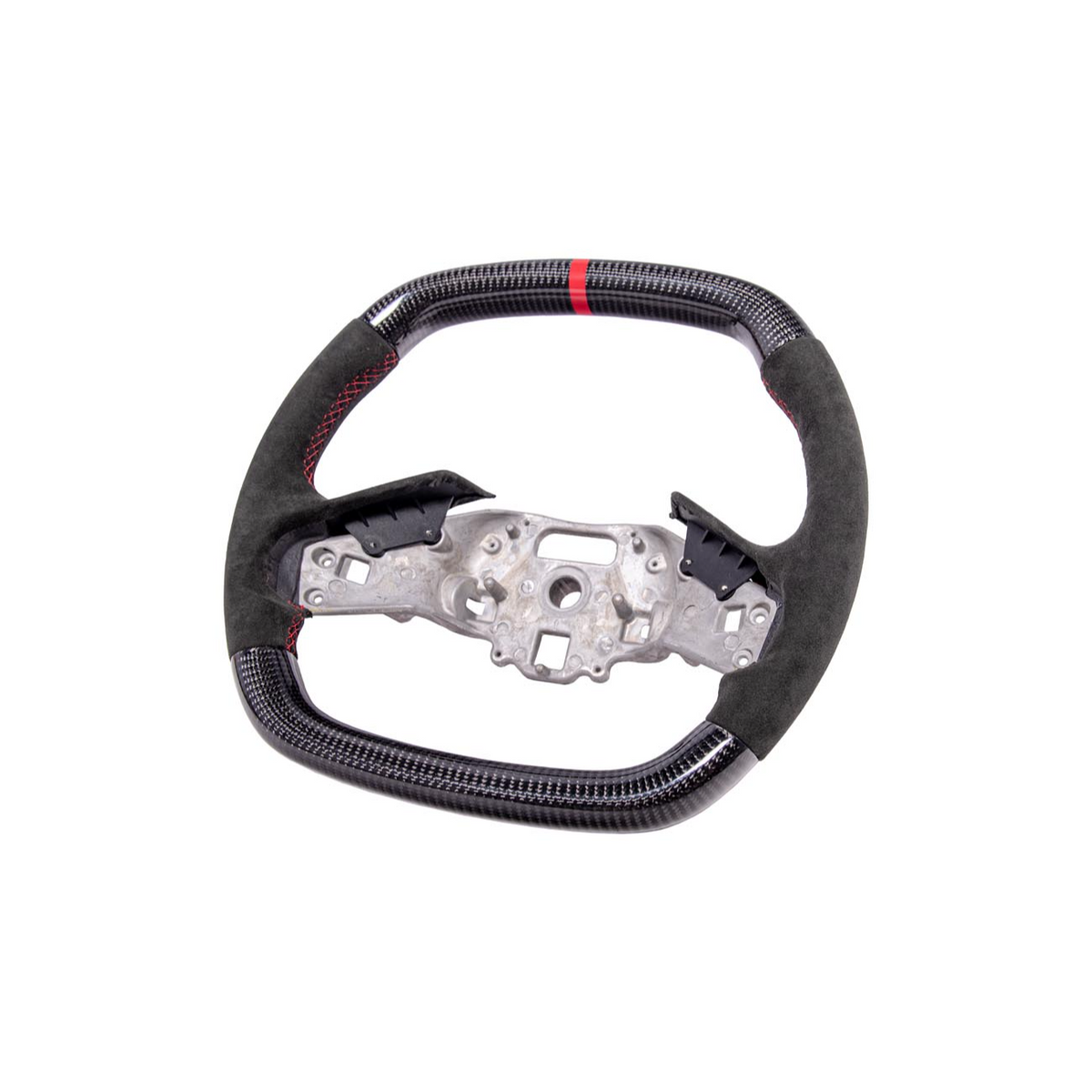 Corvette C8 CARBON FIBER Alcantara Leather Red Stripe Steering Wheel image 7