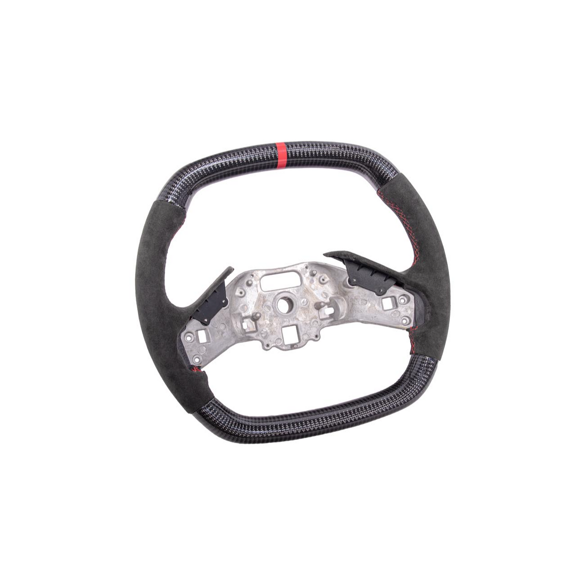 Corvette C8 CARBON FIBER Alcantara Leather Red Stripe Steering Wheel image 9