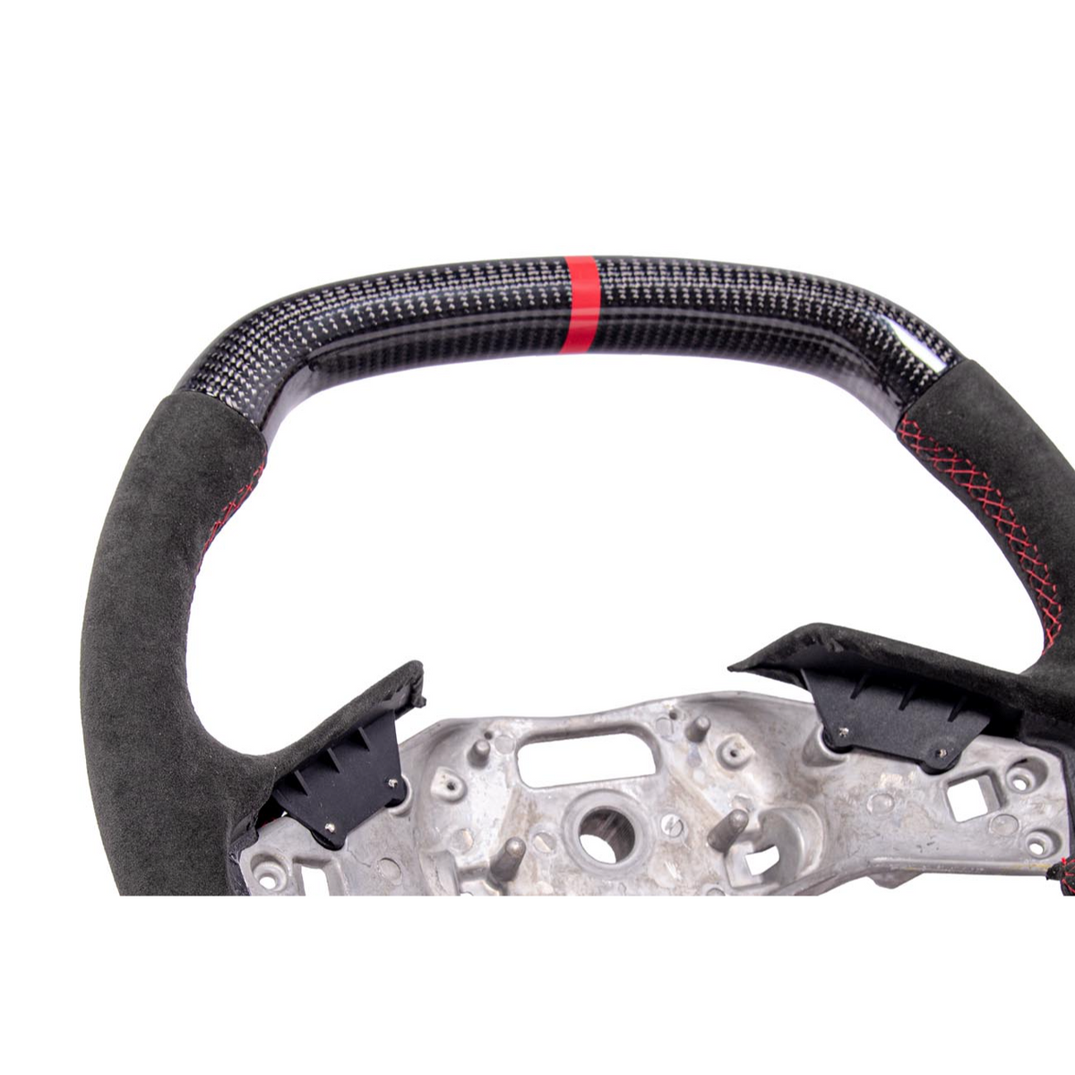 Corvette C8 CARBON FIBER Alcantara Leather Red Stripe Steering Wheel image 8