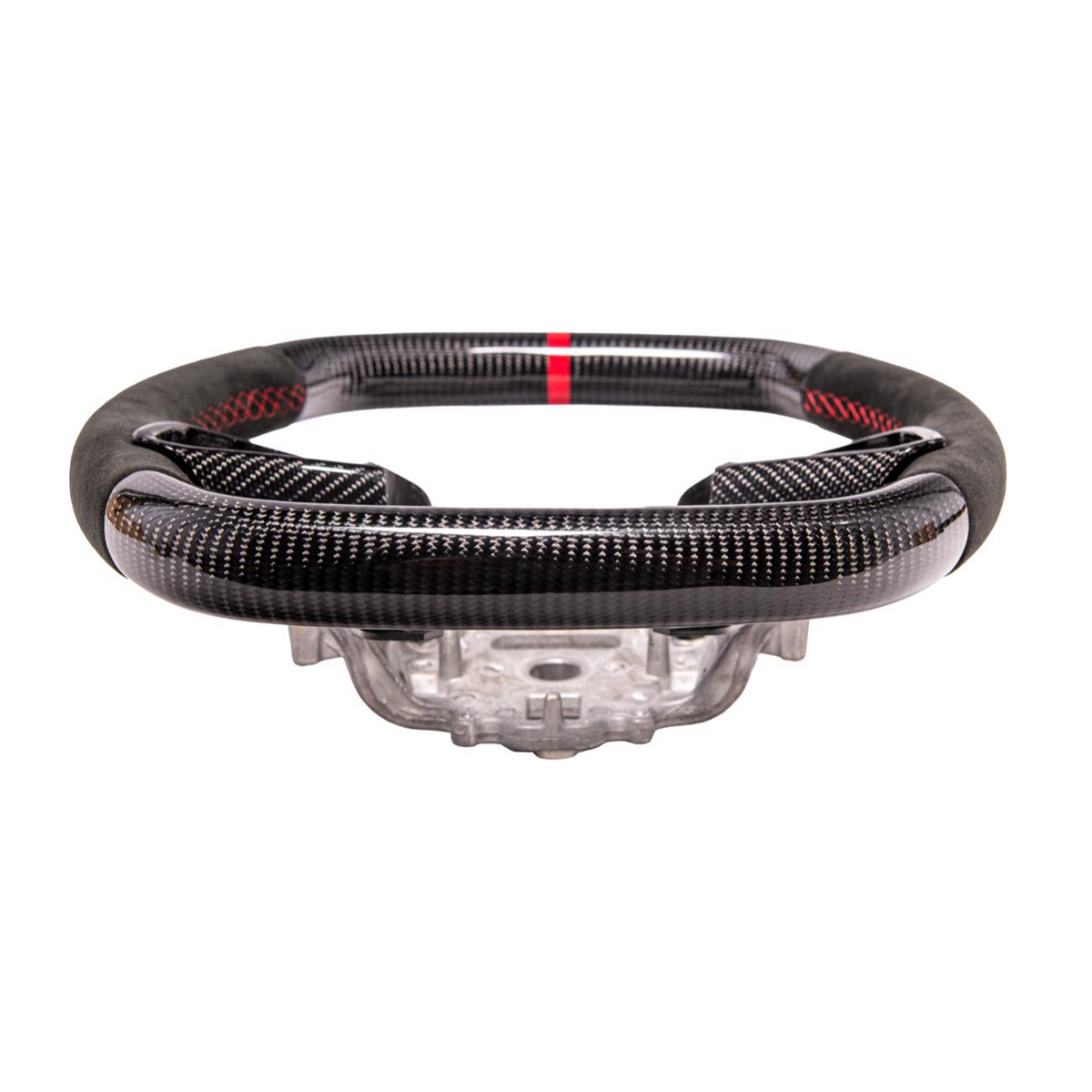 Corvette C8 CARBON FIBER Alcantara Leather Red Stripe Steering Wheel image 11