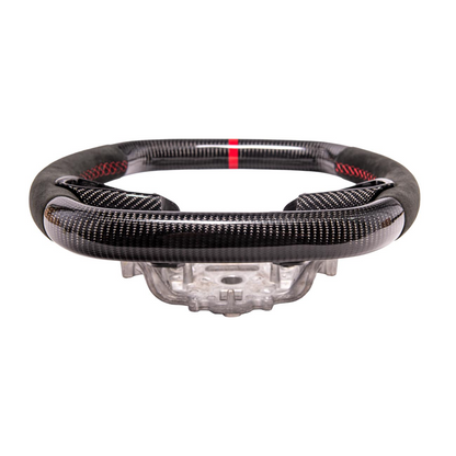 Corvette C8 CARBON FIBER Alcantara Leather Red Stripe Steering Wheel image 11