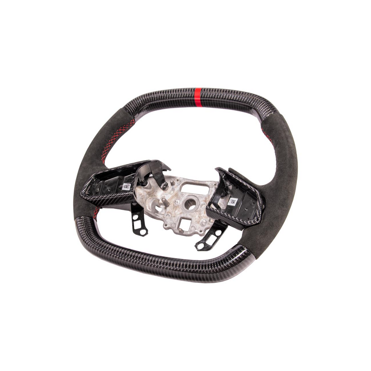 Corvette C8 CARBON FIBER Alcantara Leather Red Stripe Steering Wheel image 15