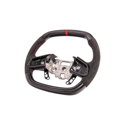 Corvette C8 CARBON FIBER Alcantara Leather Red Stripe Steering Wheel image 15