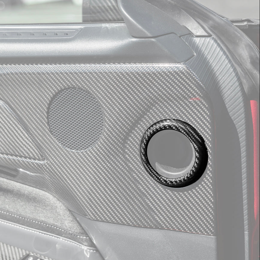 2024-Up Ford Mustang S650 | Dry CARBON FIBER Interior Door Speaker Cover Pairs image 1
