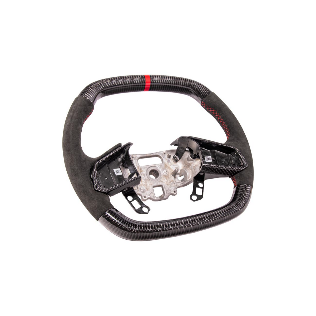 Corvette C8 CARBON FIBER Alcantara Leather Red Stripe Steering Wheel image 14
