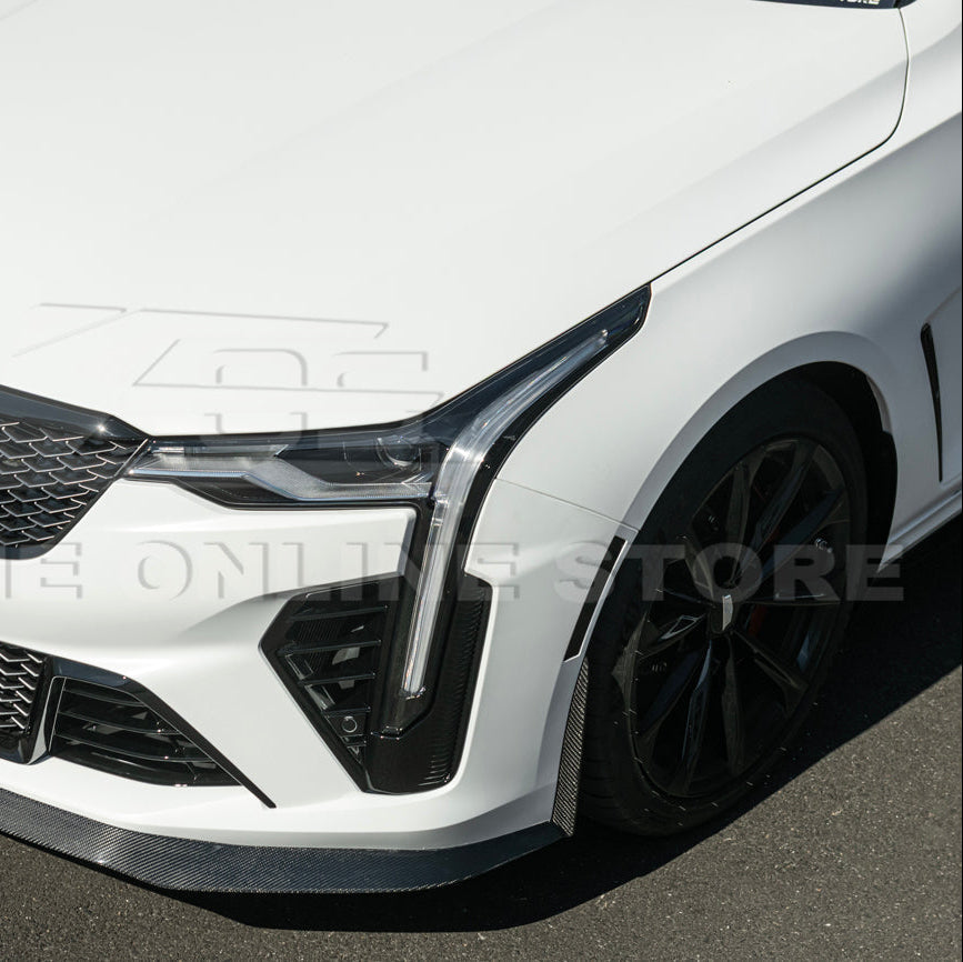 2020-Up Cadillac CT4-V Blackwing CARBON FIBER Front Splitter Side Wheel Arch image 8
