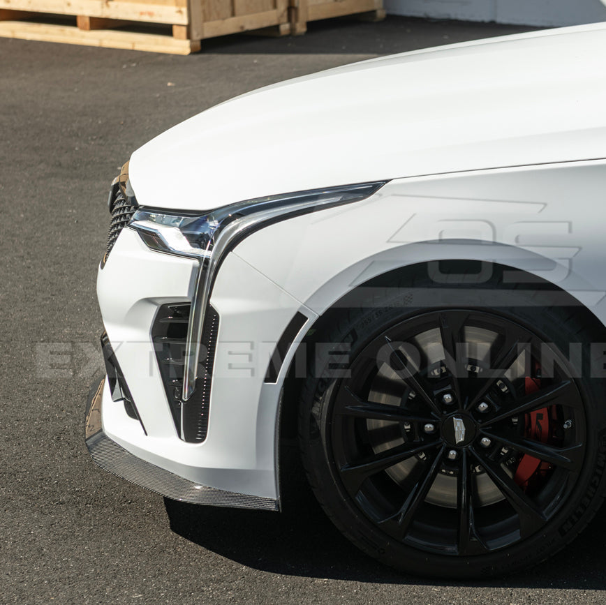 2020-Up Cadillac CT4-V Blackwing CARBON FIBER Front Splitter Side Wheel Arch image 9