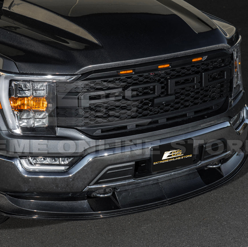 2021-Up Ford F-150 EOS Performance CARBON FIBER 2Pcs Front Bumper Lip Splitter image 9