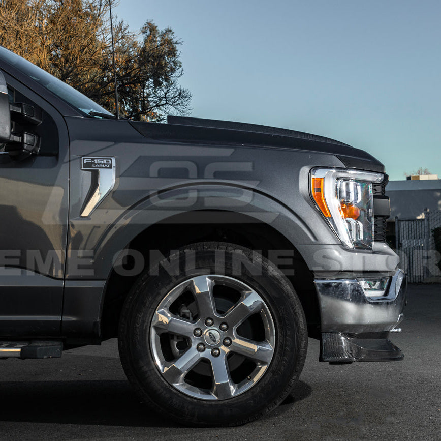 2021-Up Ford F-150 EOS Performance CARBON FIBER 2Pcs Front Bumper Lip Splitter image 10