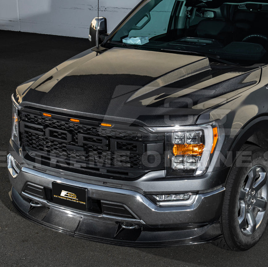 2021-Up Ford F-150 EOS Performance CARBON FIBER 2Pcs Front Bumper Lip Splitter image 5