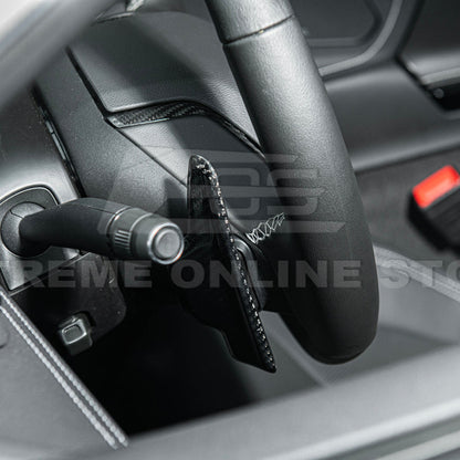 2020-Up Corvette C8 DRY CARBON FIBER Steering Wheel Paddle Shifters Replacement image 7
