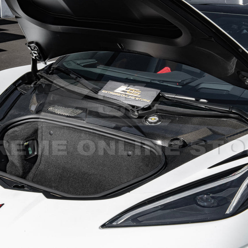 Corvette C8 DRY CARBON FIBER Front Trunk Trim Cover Kit image 31