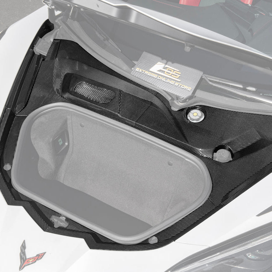 Corvette C8 DRY CARBON FIBER Front Trunk Trim Cover Kit image 3