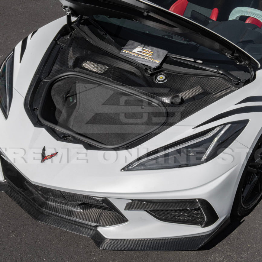 Corvette C8 DRY CARBON FIBER Front Trunk Trim Cover Kit image 4