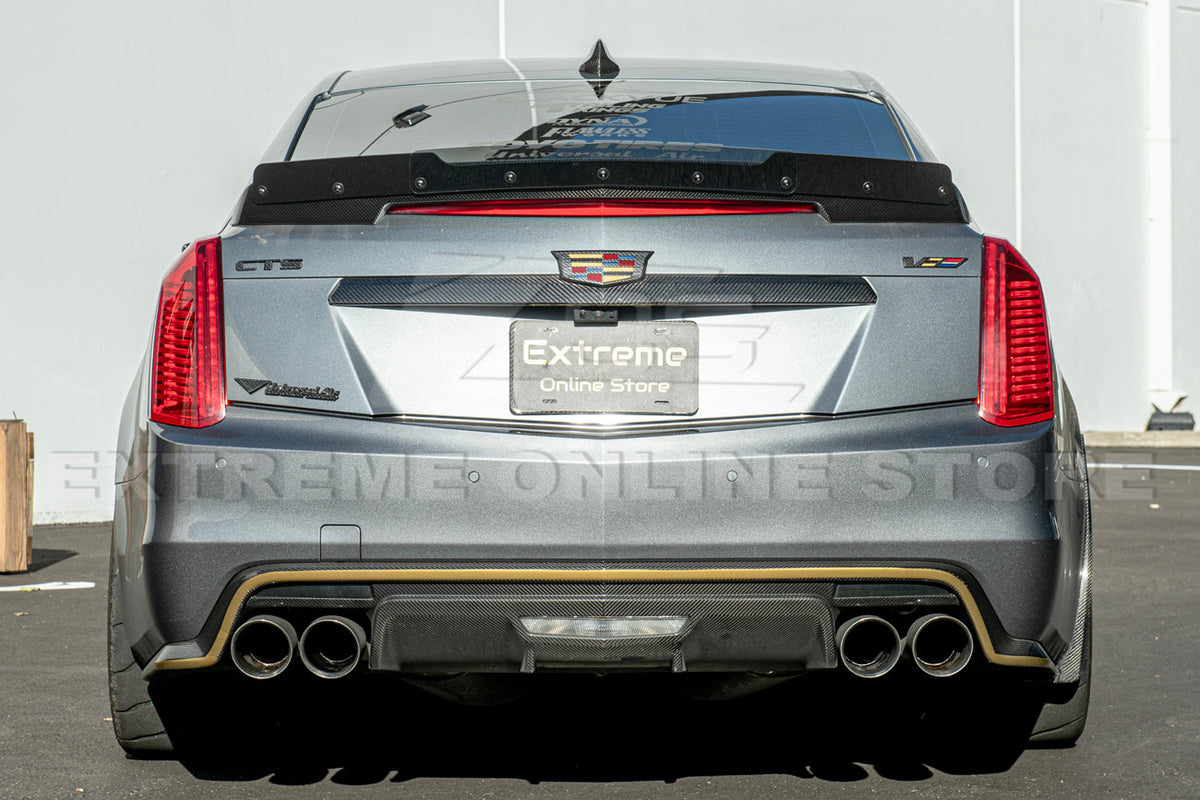 2016-19 Cadillac CTS-V Carbon Fiber Rear Trunk Wing Wickerbill Spoiler image 3
