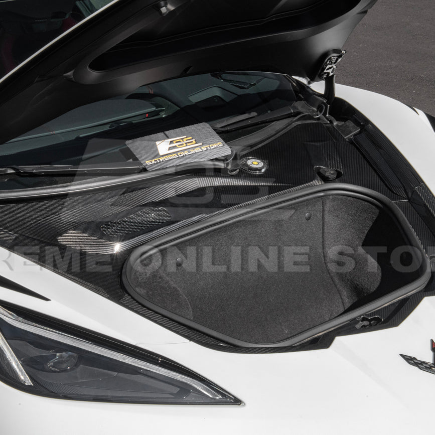 Corvette C8 DRY CARBON FIBER Front Trunk Trim Cover Kit image 6