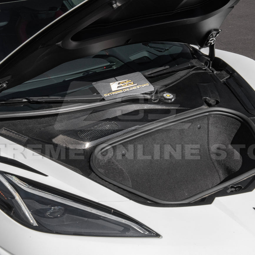 Corvette C8 DRY CARBON FIBER Front Trunk Trim Cover Kit image 33