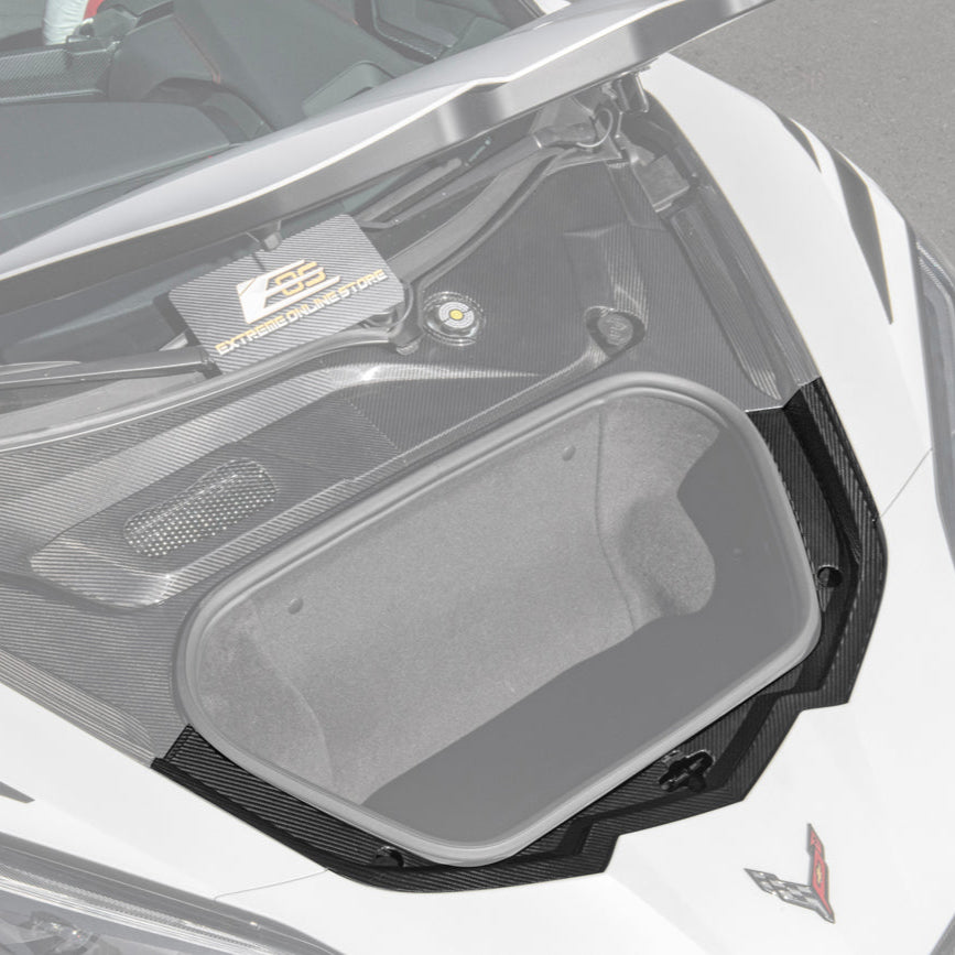 Corvette C8 DRY CARBON FIBER Front Trunk Trim Cover Kit image 48