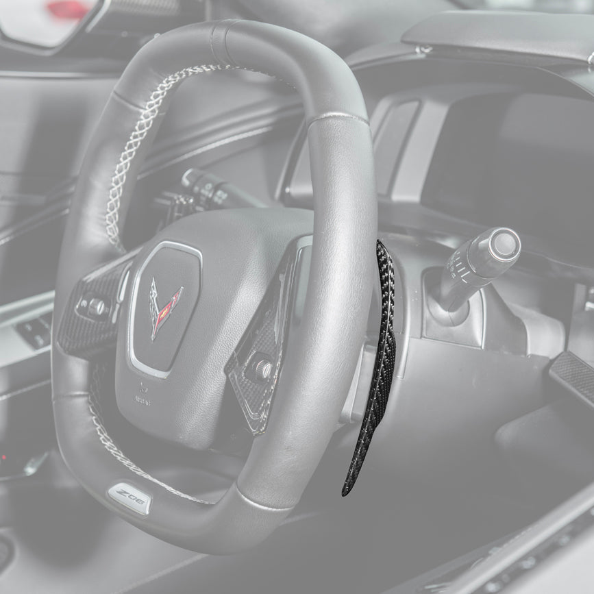 2020-Up Corvette C8 DRY CARBON FIBER Steering Wheel Paddle Shifters Replacement image 3