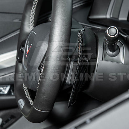 2020-Up Corvette C8 DRY CARBON FIBER Steering Wheel Paddle Shifters Replacement image 6